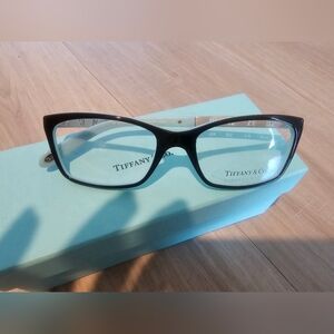 Tiffany & Co. Black Roman Numeral Cat-Eye Glasses with Silver Temples